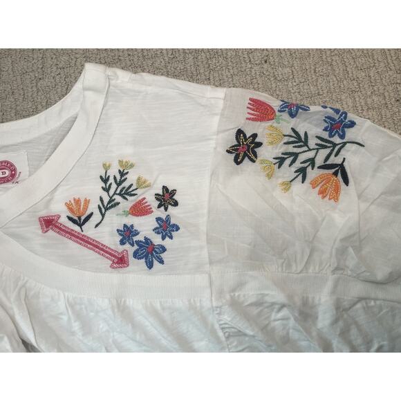Double D Ranch Embroidered Mountain Meadow Top 1X NWT Floral White Cotton - Picture 4 of 10